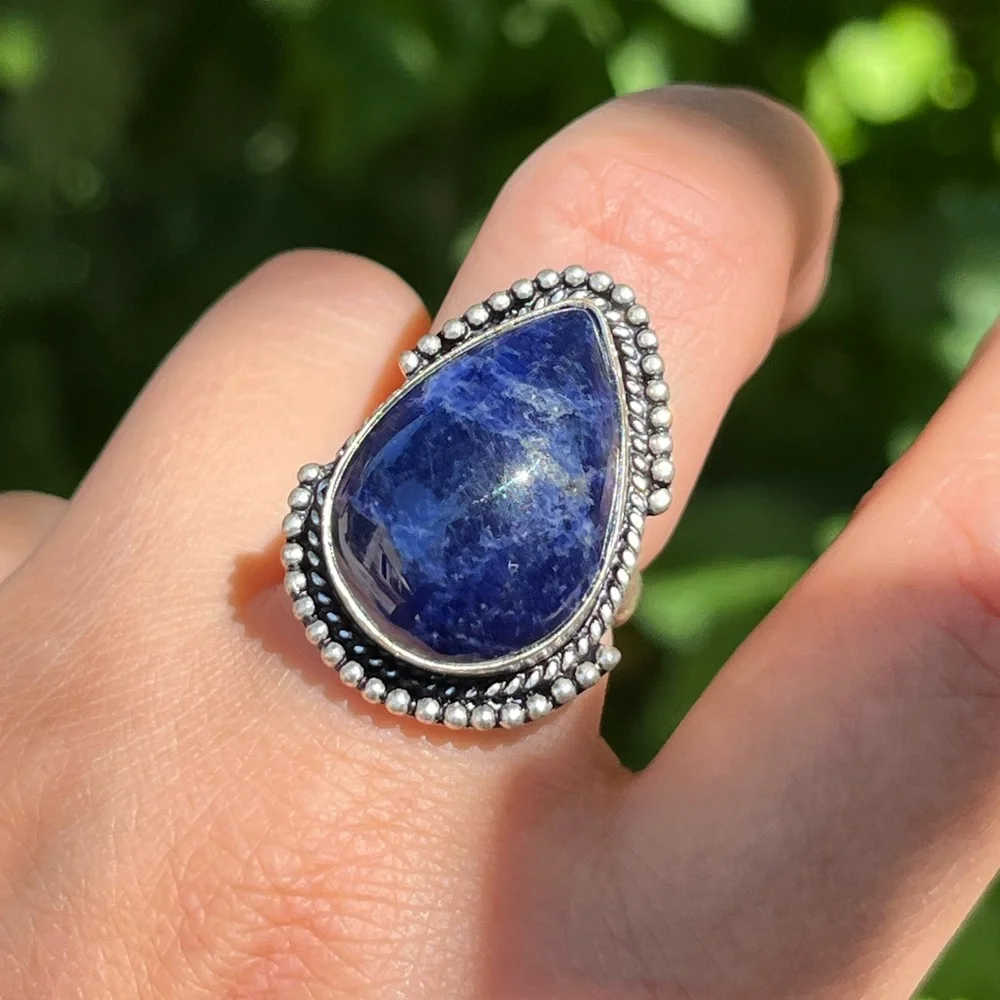 Size 6.25 925 silver plated‎ sodalite ring